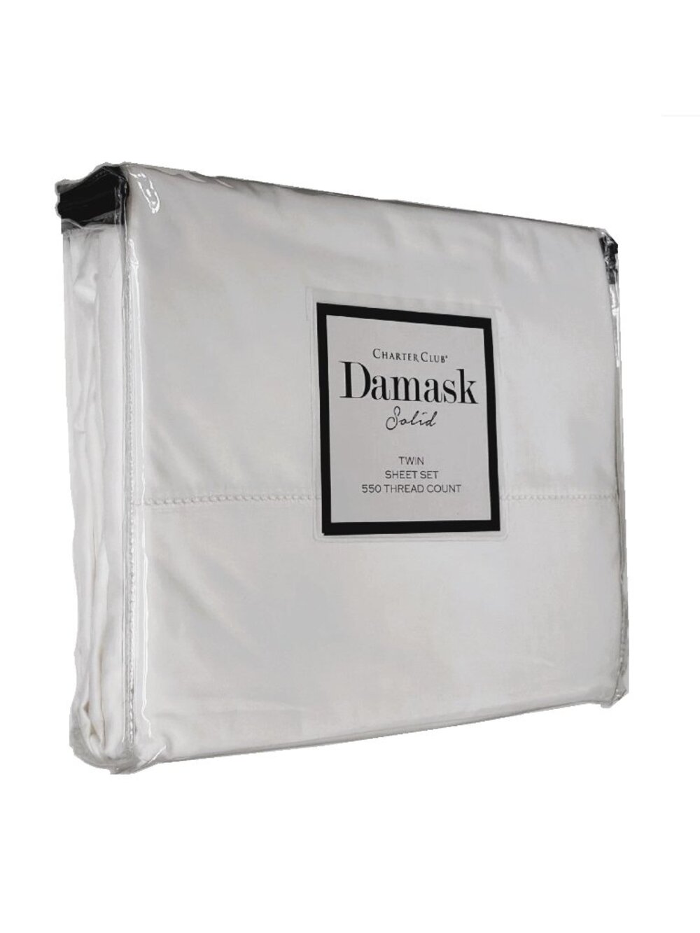 new SOLID WHITE Charter Club 550 Thread Count 100% Cotton Twin Sheet Set